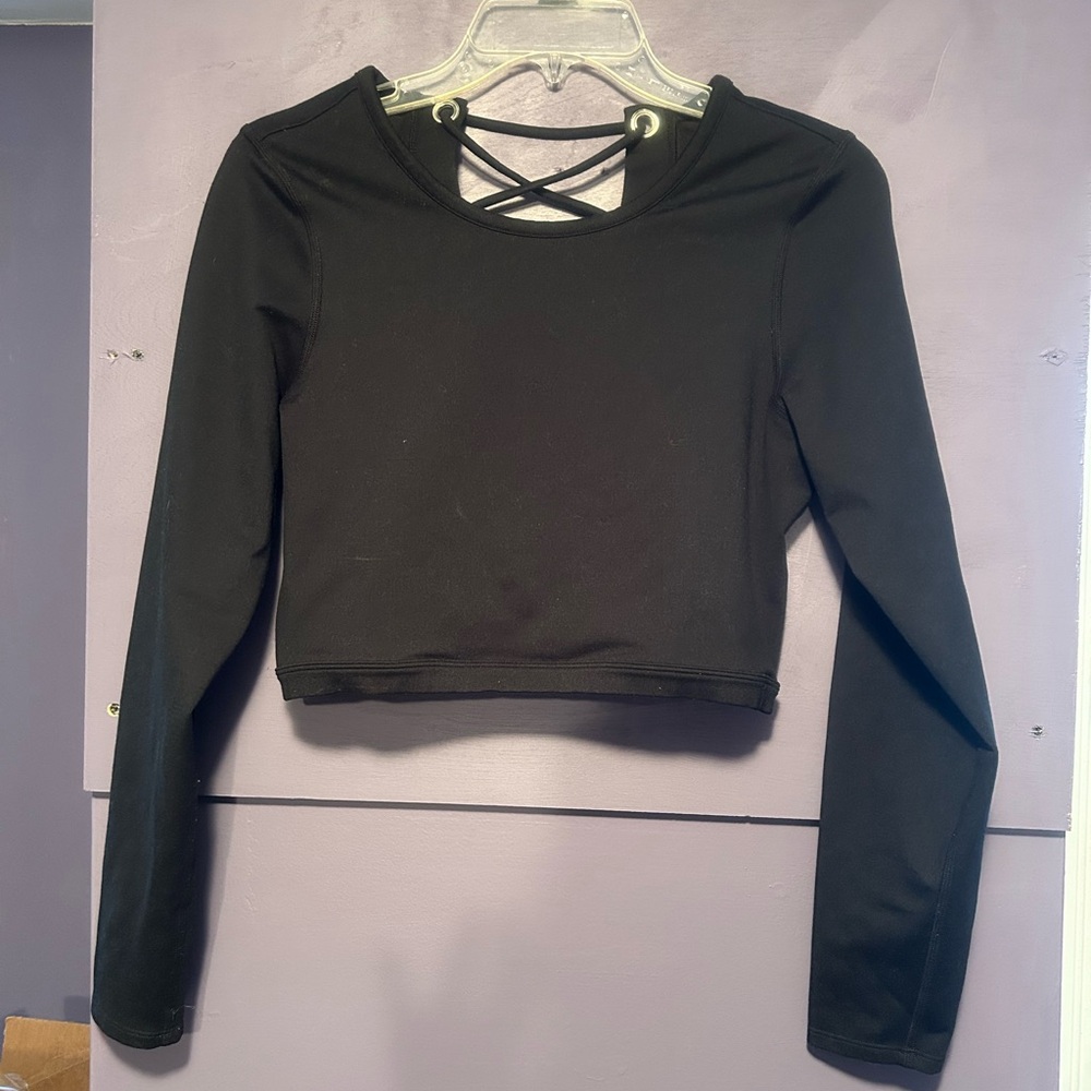 Good American Black Criss-Cross Back Crop Top